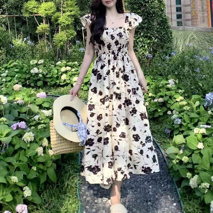 カジュアル 花柄 スクエアネック ロング or ショート ワンピース 楽天市場】ロングワンピース 花柄ワンピース レディース