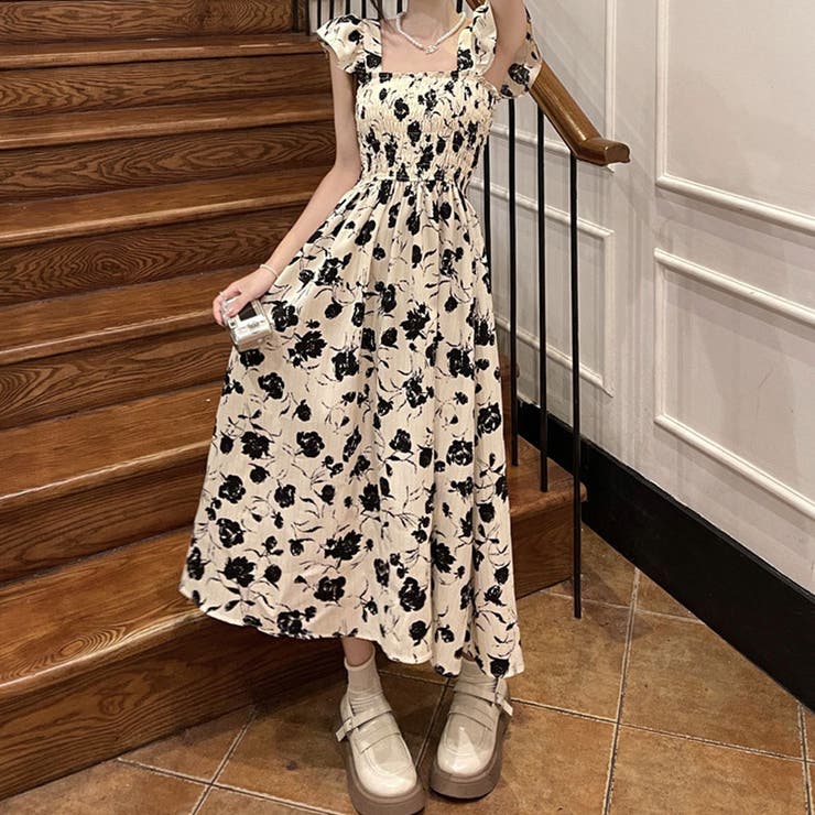 ワンピース 花柄 スクエアネック | shoppinggo | 詳細画像12 