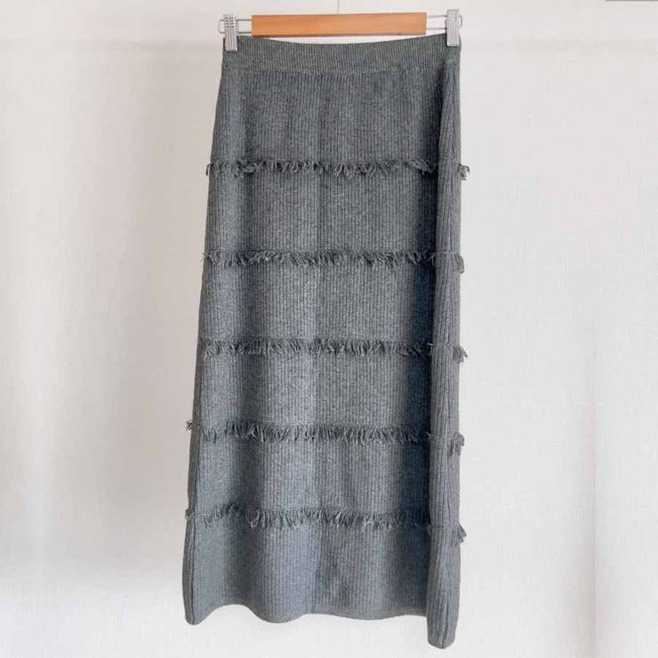 グレー | フリンジニットスカート レディース ロングスカート | shoppinggo