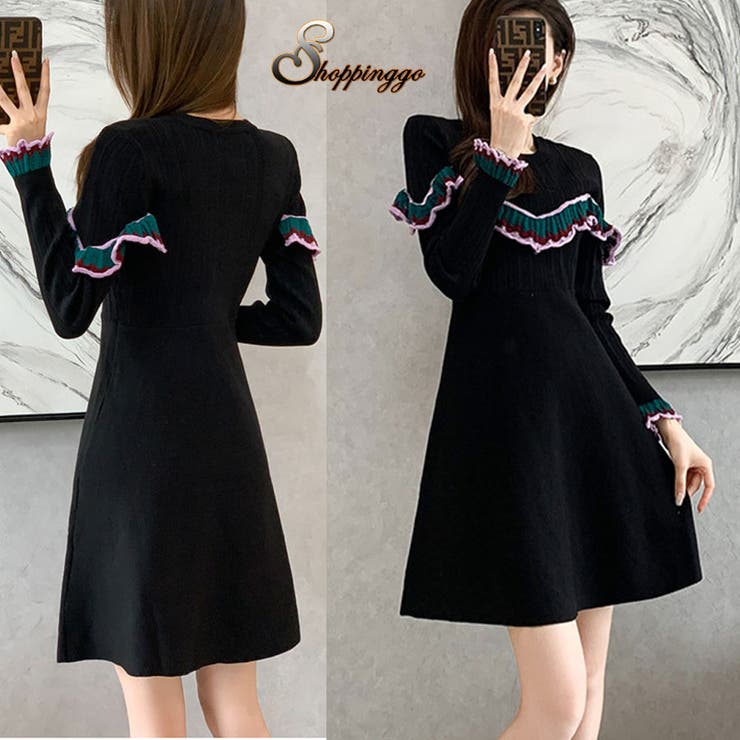 ニットワンピース レディース ラウンドネック | shoppinggo | 詳細画像1 