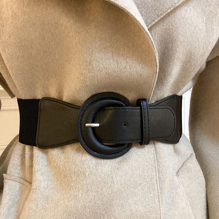ブラック | ゴムベルト バックル付レディース 幅広 | shoppinggo