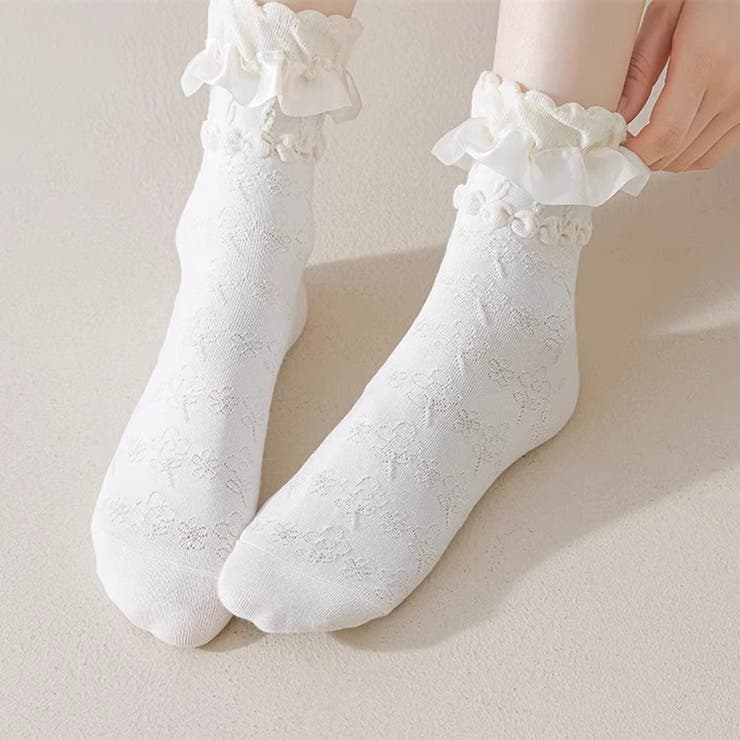 靴下 花柄 フリル付き | shoppinggo | 詳細画像3 