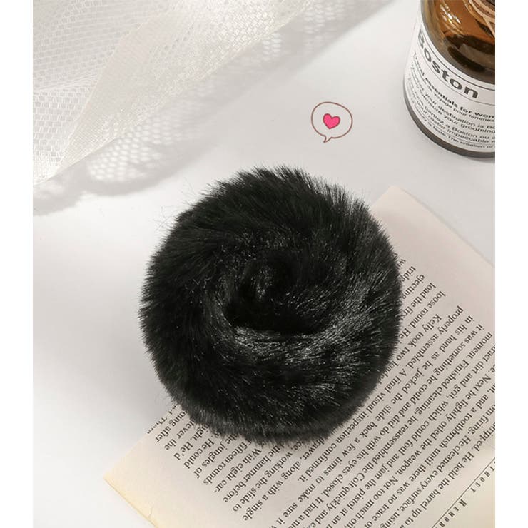 ブラック | モコモコ ヘアアクセサリー ヘアワイヤーポニー | shoppinggo