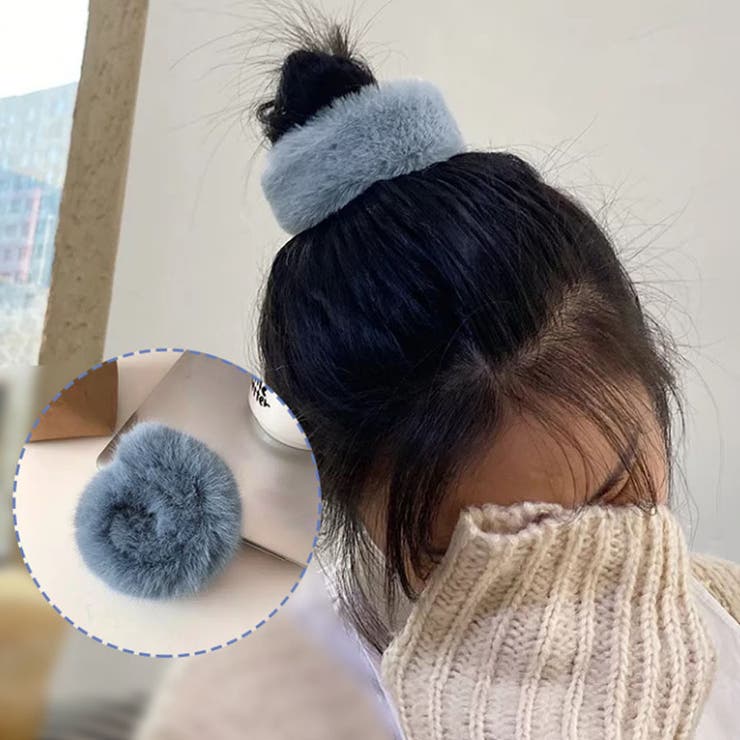 グレー | モコモコ ヘアアクセサリー ヘアワイヤーポニー | shoppinggo