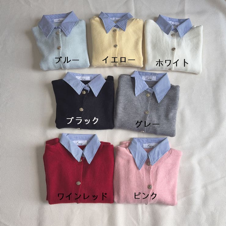 シャツレイヤード 長袖ニットセーター 襟付き | shoppinggo | 詳細画像2 