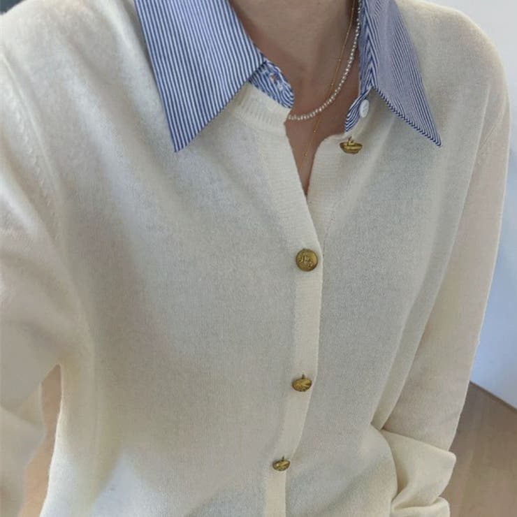 シャツレイヤード 長袖ニットセーター 襟付き | shoppinggo | 詳細画像4 