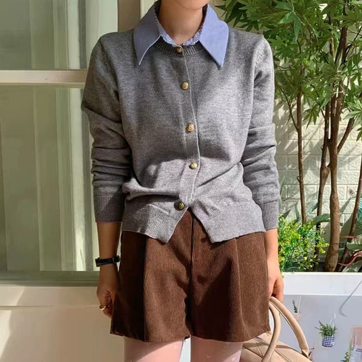 シャツレイヤード 長袖ニットセーター 襟付き | shoppinggo | 詳細画像11 