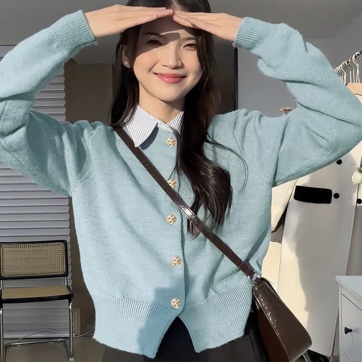 シャツレイヤード 長袖ニットセーター 襟付き | shoppinggo | 詳細画像14 