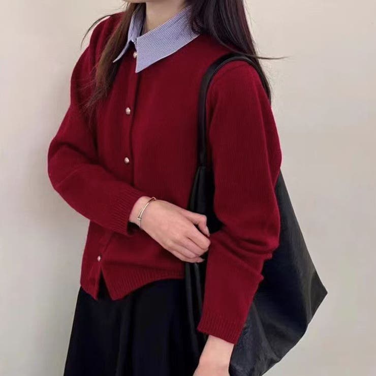 シャツレイヤード 長袖ニットセーター 襟付き | shoppinggo | 詳細画像17 