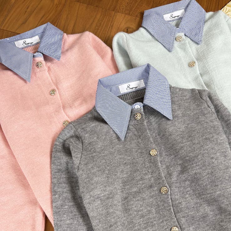 シャツレイヤード 長袖ニットセーター 襟付き | shoppinggo | 詳細画像20 