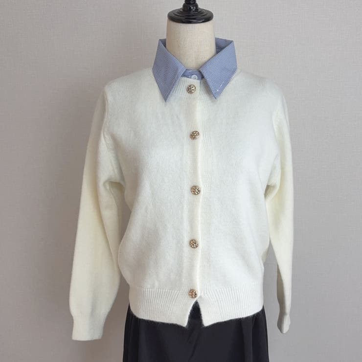 シャツレイヤード 長袖ニットセーター 襟付き | shoppinggo | 詳細画像50 