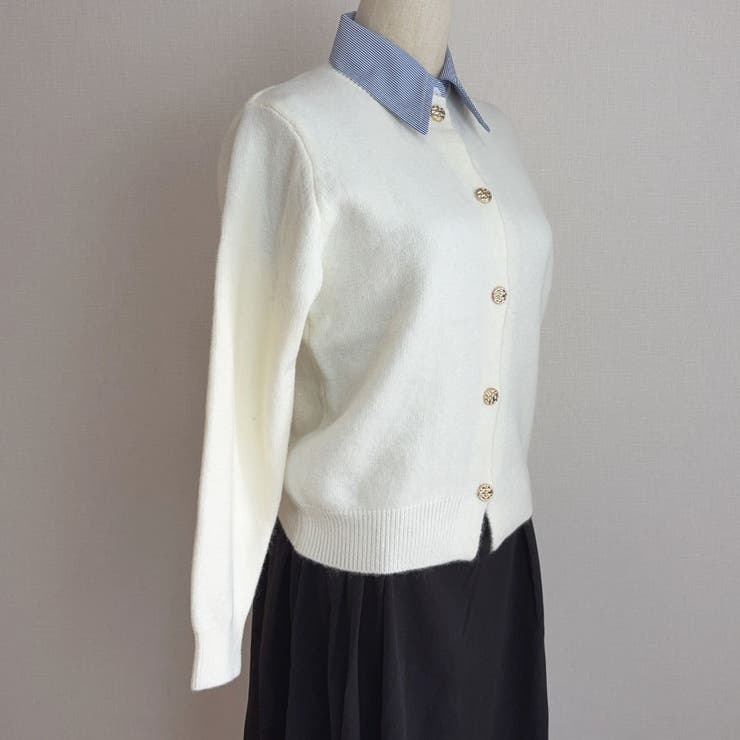 シャツレイヤード 長袖ニットセーター 襟付き | shoppinggo | 詳細画像51 