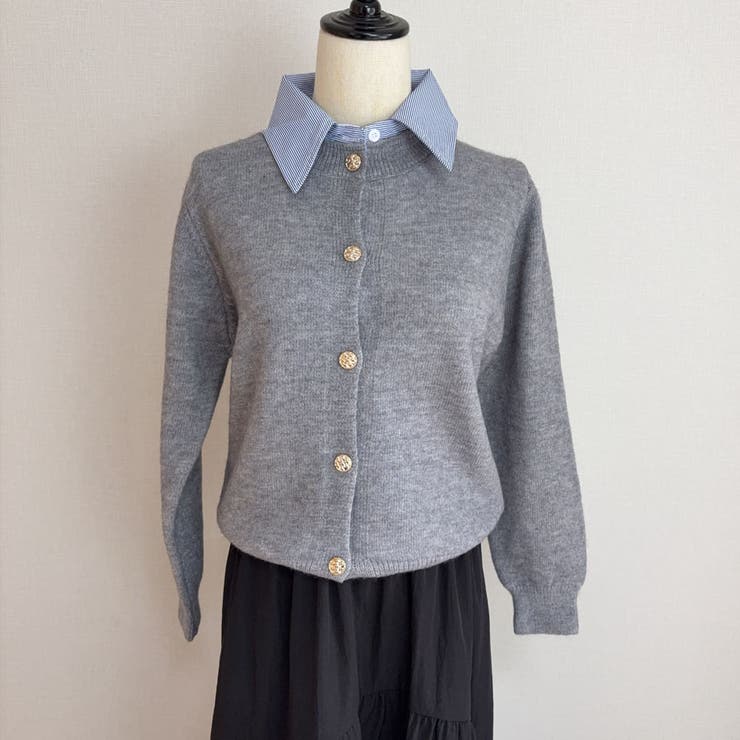 シャツレイヤード 長袖ニットセーター 襟付き | shoppinggo | 詳細画像53 