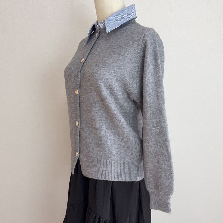 シャツレイヤード 長袖ニットセーター 襟付き | shoppinggo | 詳細画像54 