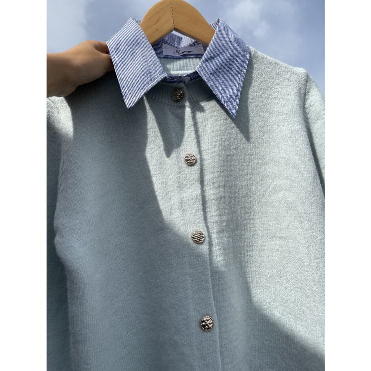 シャツレイヤード 長袖ニットセーター 襟付き | shoppinggo | 詳細画像33 