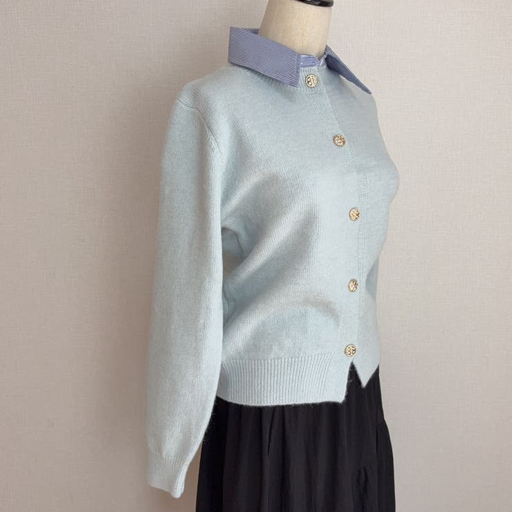 シャツレイヤード 長袖ニットセーター 襟付き | shoppinggo | 詳細画像35 