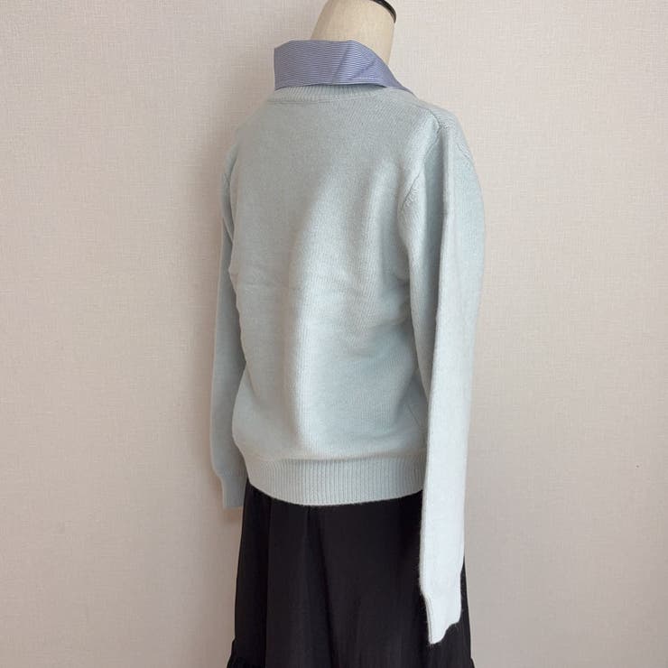 シャツレイヤード 長袖ニットセーター 襟付き | shoppinggo | 詳細画像36 