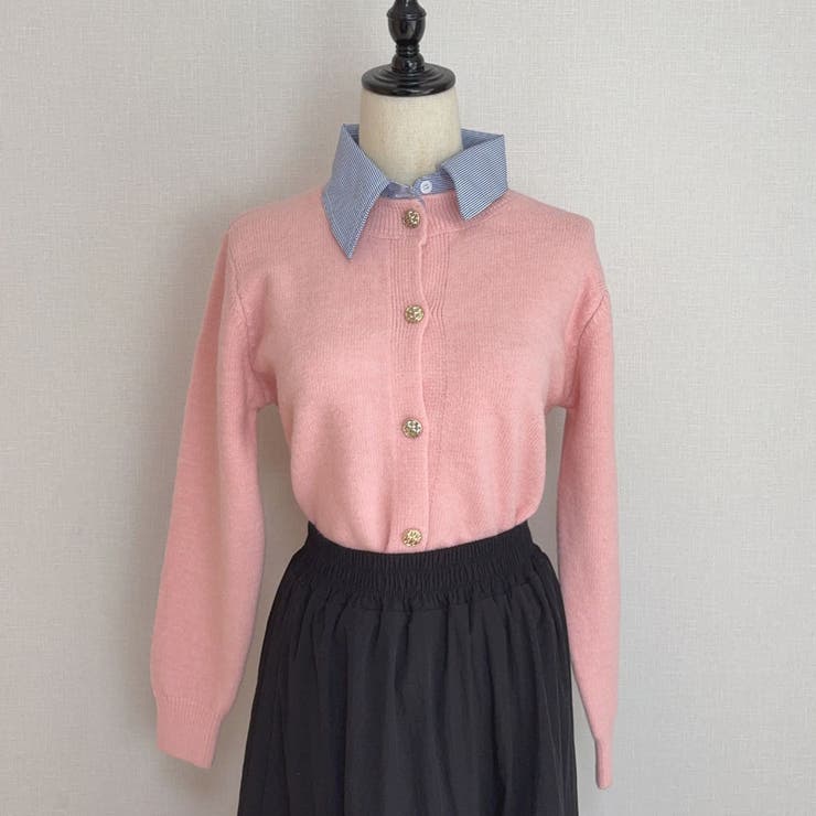 シャツレイヤード 長袖ニットセーター 襟付き | shoppinggo | 詳細画像38 