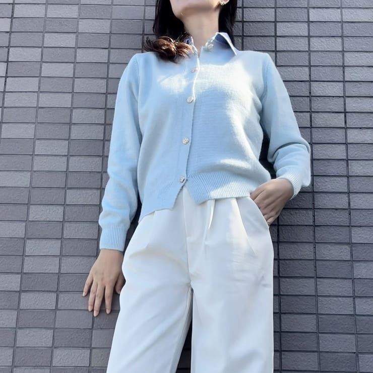 シャツレイヤード 長袖ニットセーター 襟付き | shoppinggo | 詳細画像64 