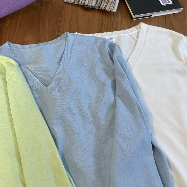 Ｖネックニットソー ニットセーター カジュアルトップス秋冬新作 | shoppinggo | 詳細画像48 