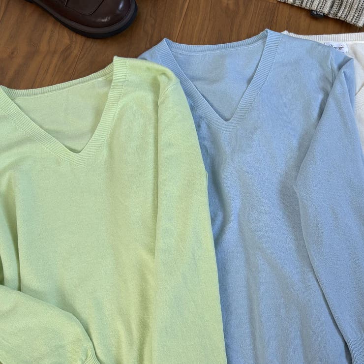 Ｖネックニットソー ニットセーター カジュアルトップス秋冬新作 | shoppinggo | 詳細画像49 