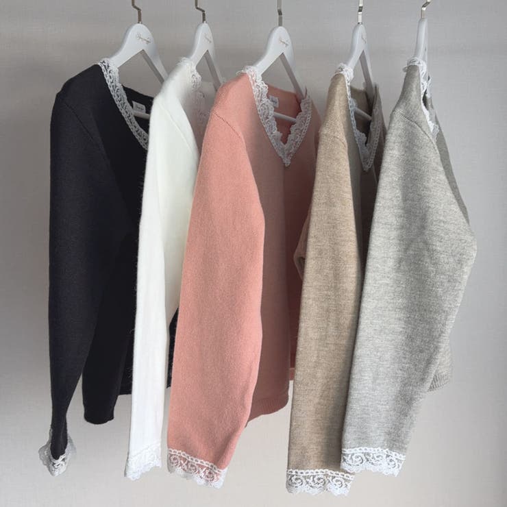 ニットトップス レース切り替え レディース | shoppinggo | 詳細画像3 