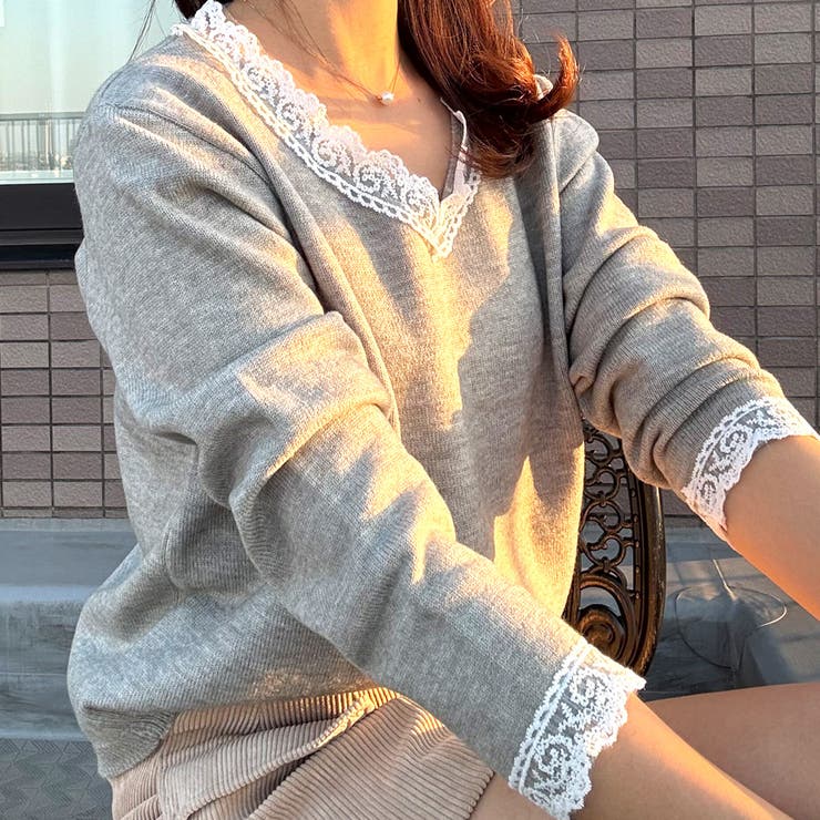 ニットトップス レース切り替え レディース | shoppinggo | 詳細画像7 