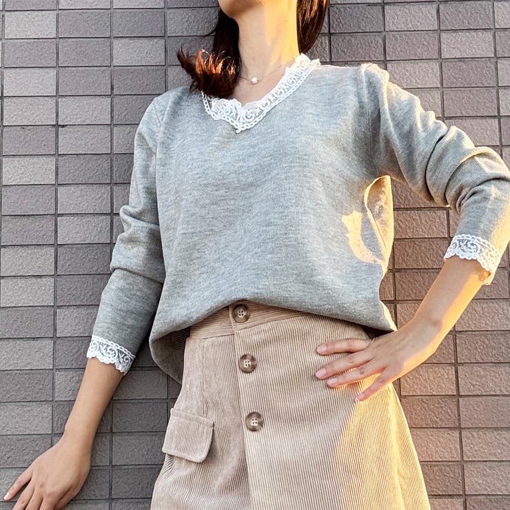 ニットトップス レース切り替え レディース | shoppinggo | 詳細画像10 