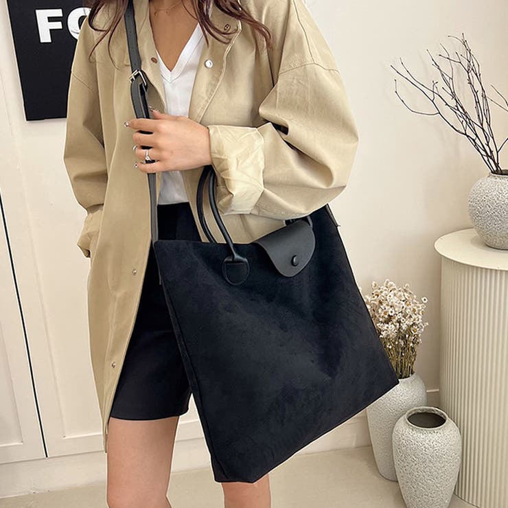 ブラック | トートバッグ A4サイズ対応 大きめ | shoppinggo