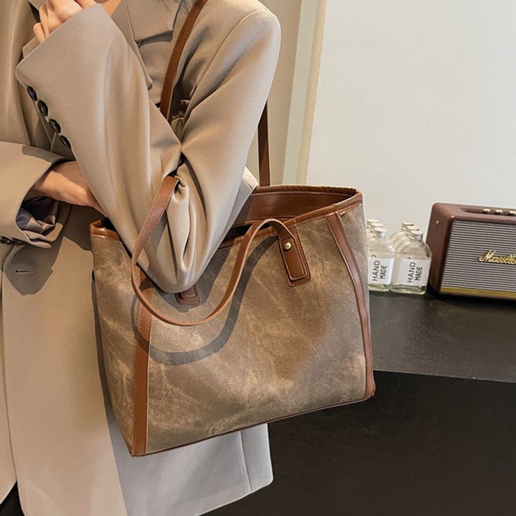 ブラウン | トートバッグ A4サイズ対応 肩掛け | shoppinggo