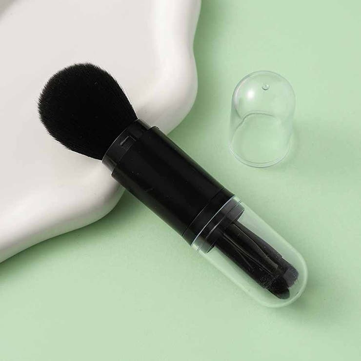 ブラック | メイクブラシ4本セット4in1 持ち運び 携帯 | shoppinggo