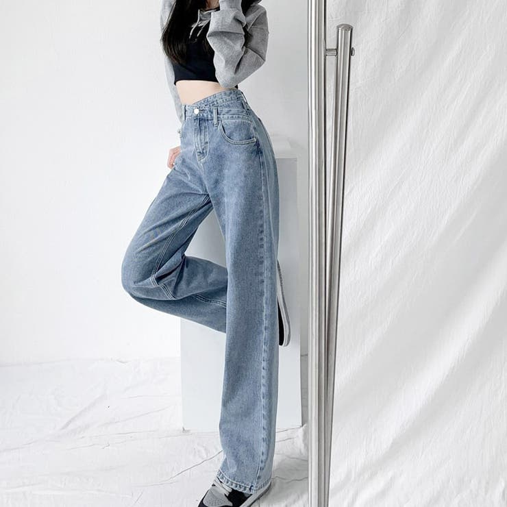 デニムパンツ レディース ハイウエストジーパン 韓国ボトムス 美脚脚長ズボン | shoppinggo | 詳細画像14 