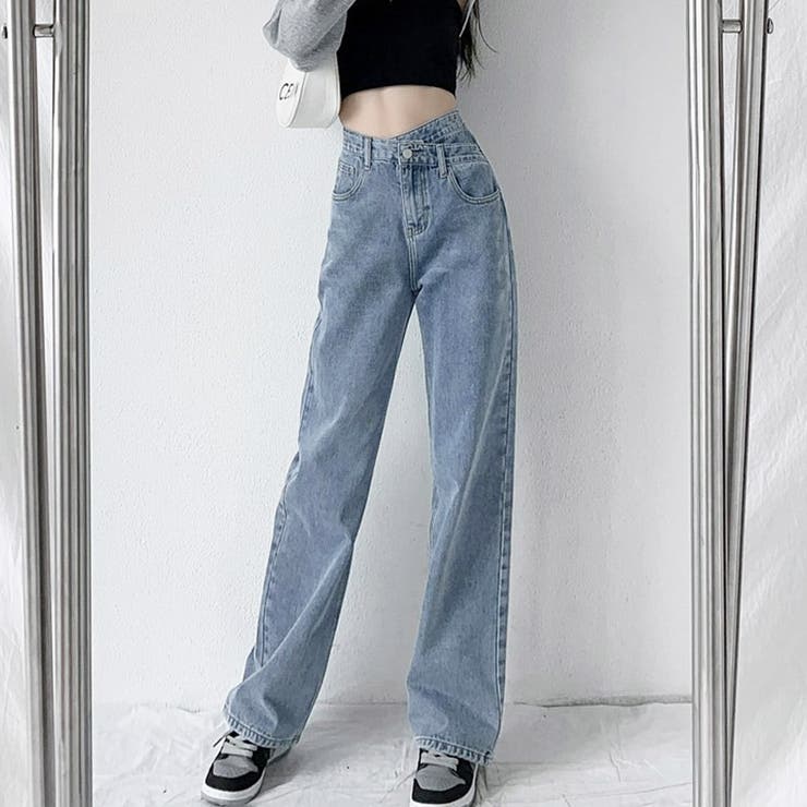 デニムパンツ レディース ハイウエストジーパン 韓国ボトムス 美脚脚長ズボン | shoppinggo | 詳細画像15 