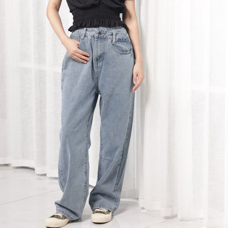 デニムパンツ レディース ハイウエストジーパン 韓国ボトムス 美脚脚長ズボン | shoppinggo | 詳細画像23 