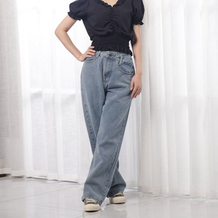 デニムパンツ レディース ハイウエストジーパン 韓国ボトムス 美脚脚長ズボン | shoppinggo | 詳細画像25 