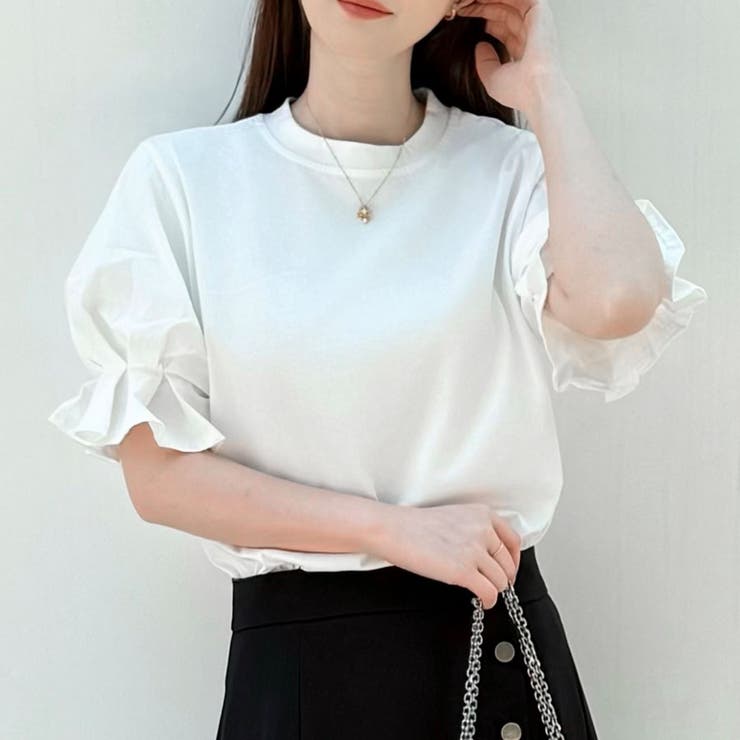 夏服Tシャツ パフスリーブトップス レディース[品番