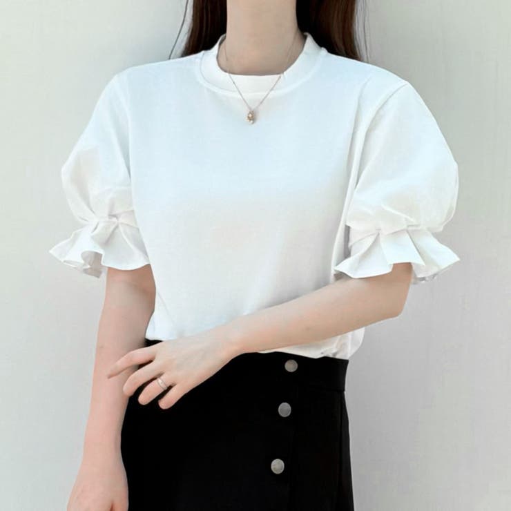 夏服Tシャツ パフスリーブトップス レディース[品番