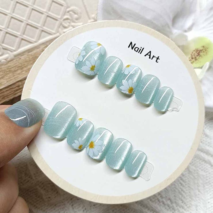 ブルー | ネイルチップ はな ショート | shoppinggo