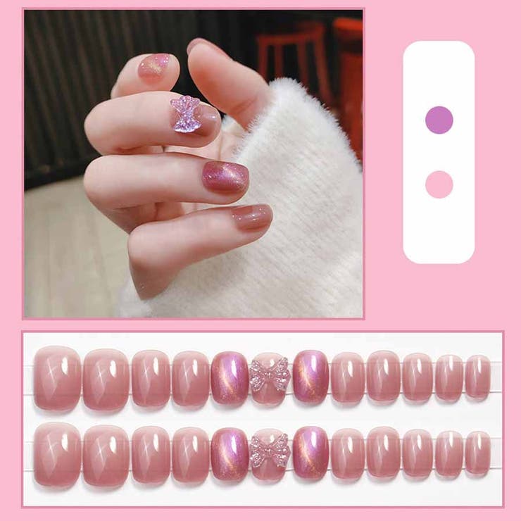 D111 | ネイルチップ リボン ピンク | shoppinggo