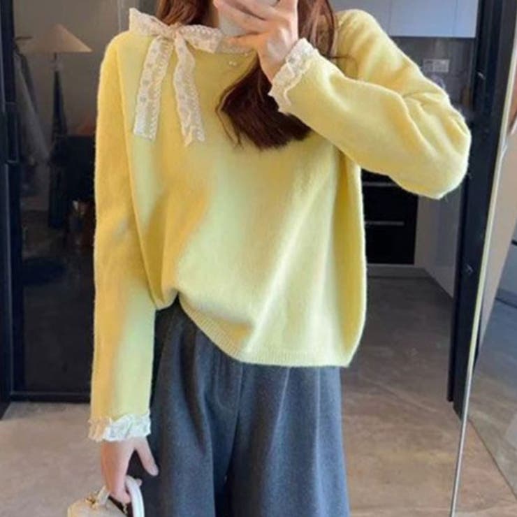 ニットトップス レース切り替え レディース | shoppinggo | 詳細画像9 