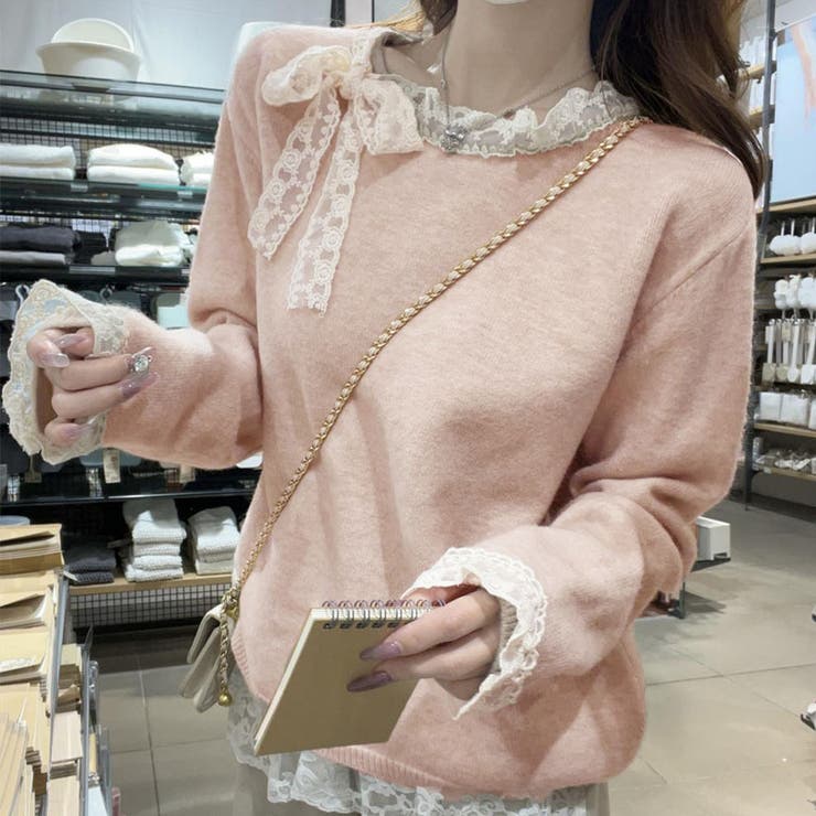 ニットトップス レース切り替え レディース | shoppinggo | 詳細画像11 