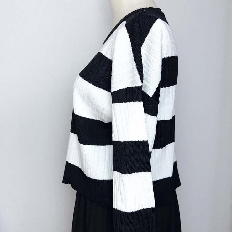 ニットトップス ボーダー柄 ニットソー レディース シンプル セーター | shoppinggo | 詳細画像22 
