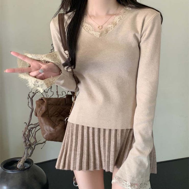 ニットセーター レース切り替え ニットソーレディース | shoppinggo | 詳細画像13 