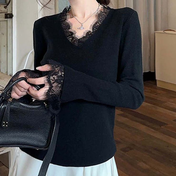 ニットセーター レース切り替え ニットソーレディース | shoppinggo | 詳細画像17 