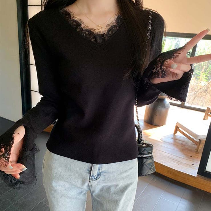 ニットセーター レース切り替え ニットソーレディース | shoppinggo | 詳細画像18 