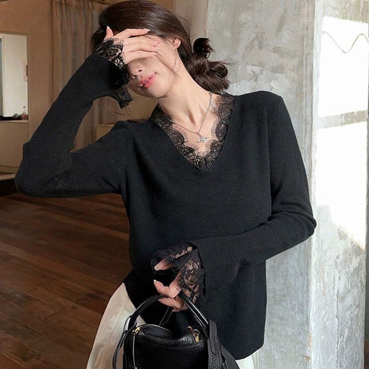 ニットセーター レース切り替え ニットソーレディース | shoppinggo | 詳細画像21 