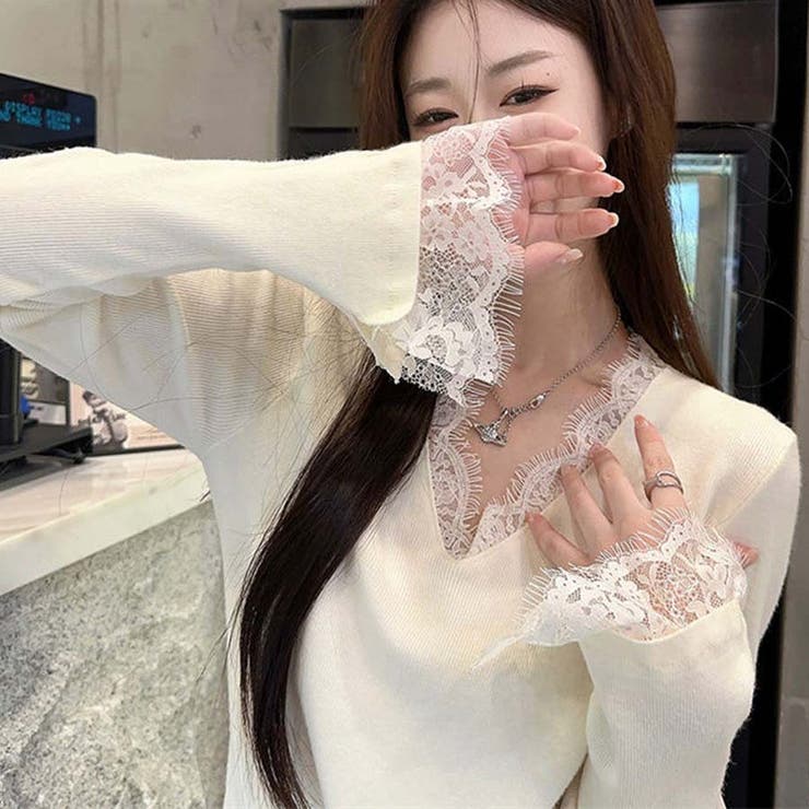 ニットセーター レース切り替え ニットソーレディース | shoppinggo | 詳細画像34 