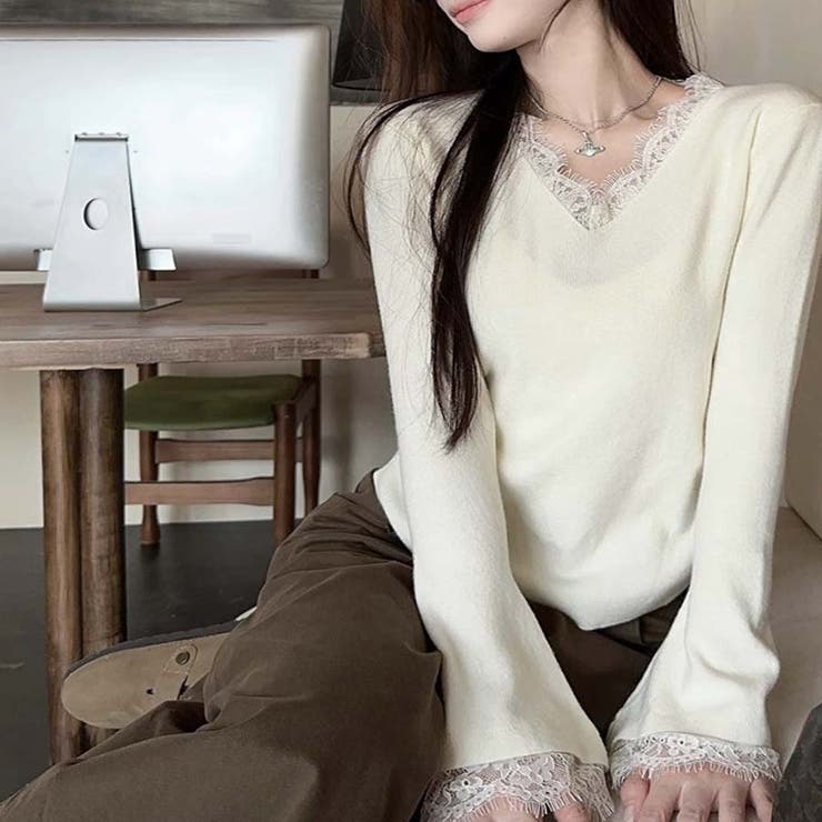 ニットセーター レース切り替え ニットソーレディース | shoppinggo | 詳細画像35 