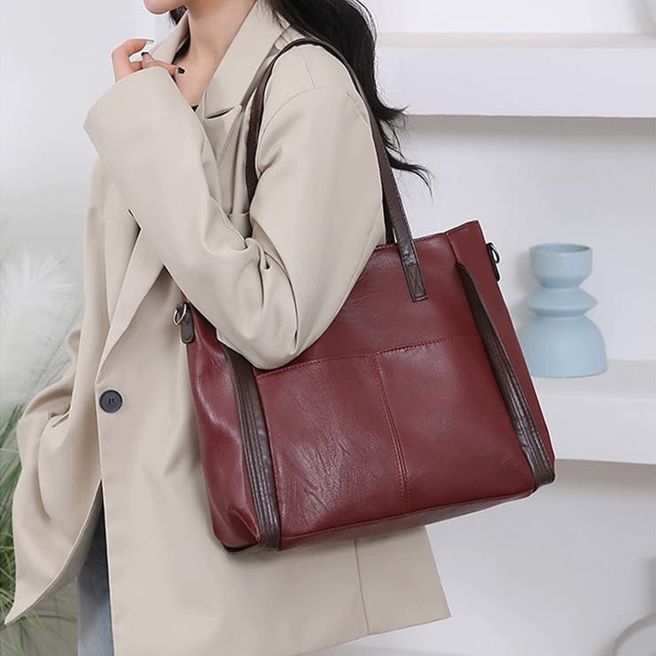ワインレッド | トートバッグ A4サイズ対応 大きめ | shoppinggo