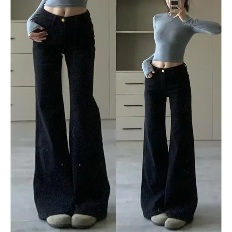 フレアパンツ デニムパンツ レディース[品番：JRKW0005355